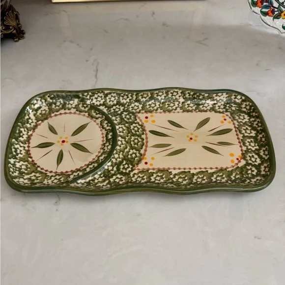 Temptations Presentable Ovenware by Tara~Old World~Serving Platter Ceramic Green - Picture 2 of 9